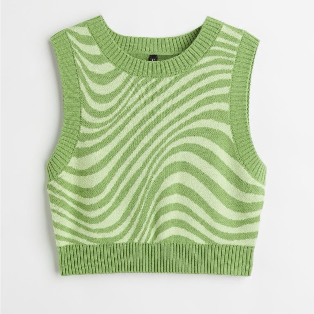 H&M Divided Green Swirl Sweater Vest, Size XXL, New with Tags